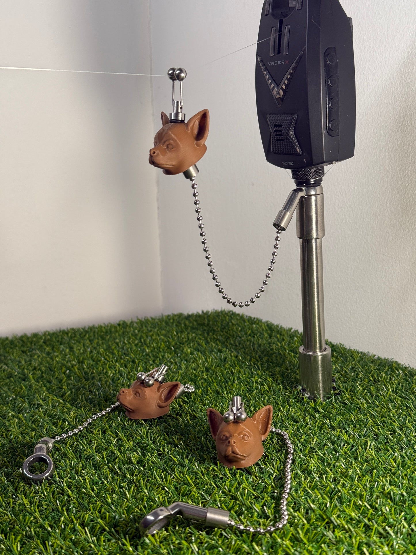 Custom Brown Chihuahua Carp Fishing Bobbins Metal Clips Bite Indicators