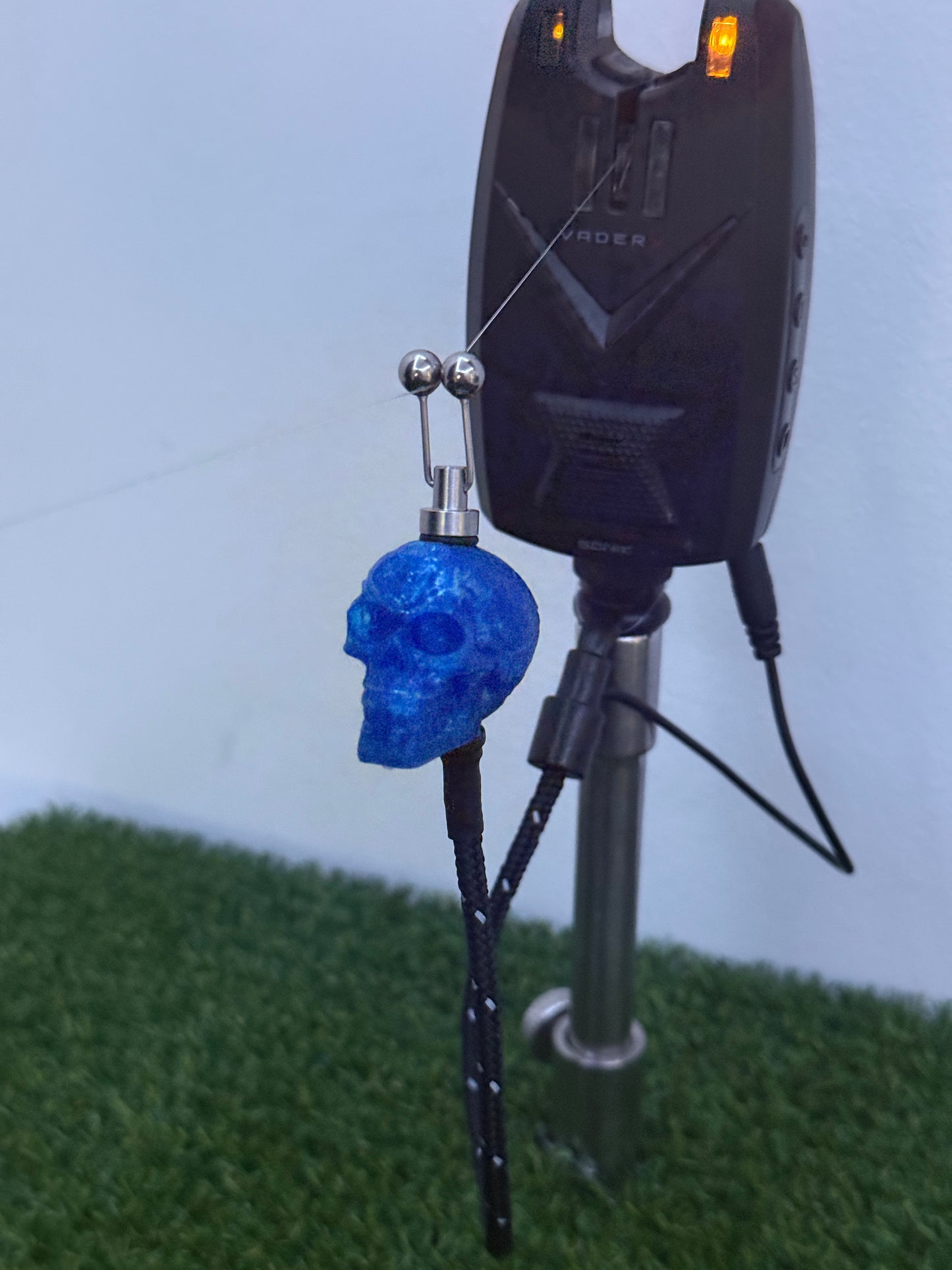 LED Powered Flashing Blue Skull Carp Fishing Bobbins