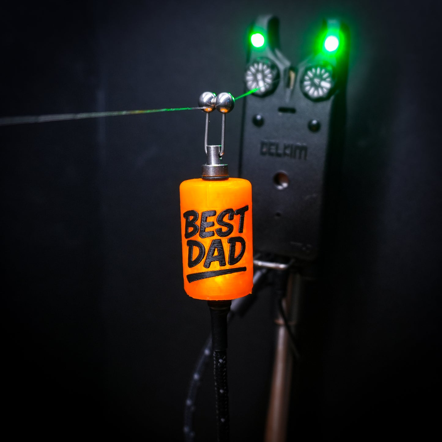 LED Powered Best Dad Orange Custom Carp Fishing Bobbins