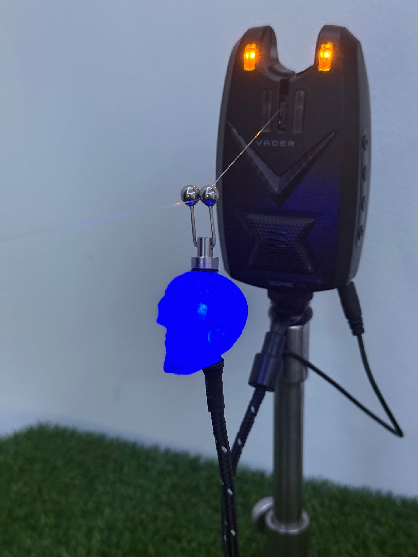 LED Powered Flashing Blue Skull Carp Fishing Bobbins