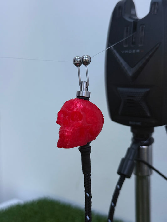 LED Powered Flashing Red Skull Carp Fishing Bobbin