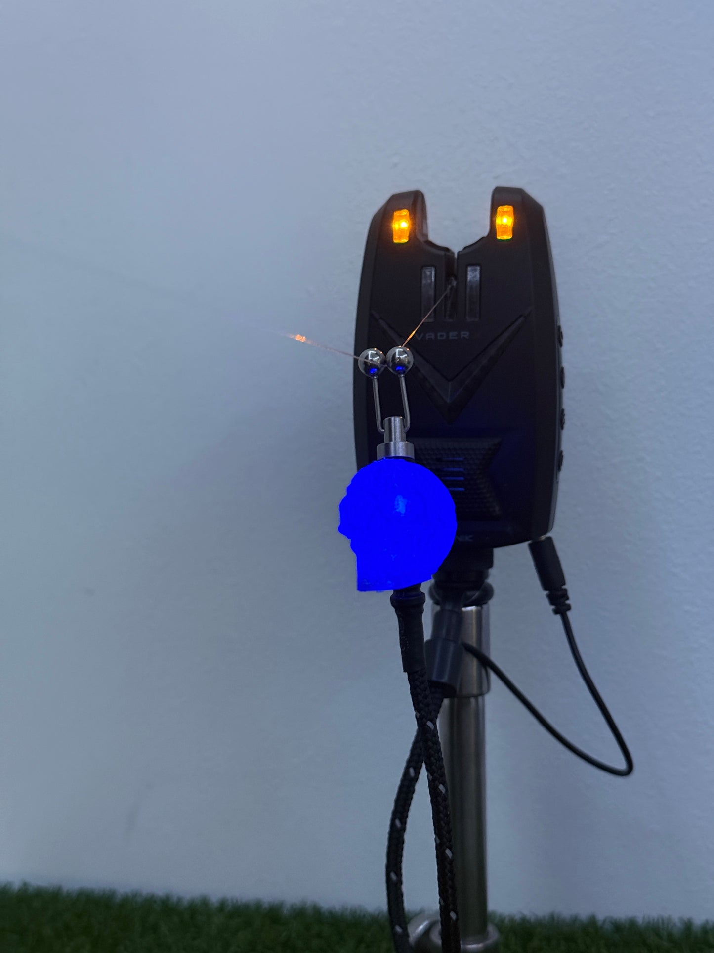 LED Powered Flashing Blue Skull Carp Fishing Bobbins