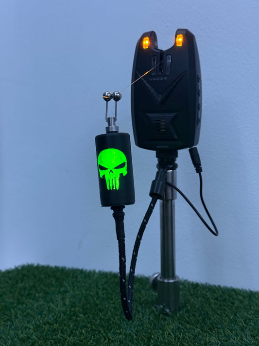 LED Powered Flashing Black Punisher Carp Fishing Bobbin