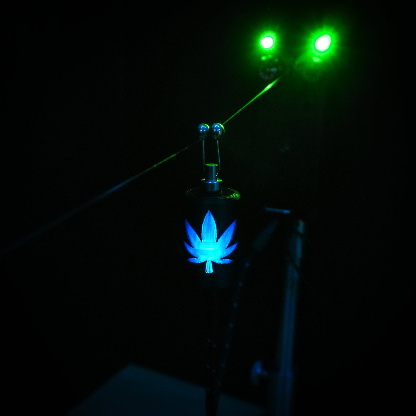 LED Powered Blue 420 leaf Custom Carp Fishing Bobbin