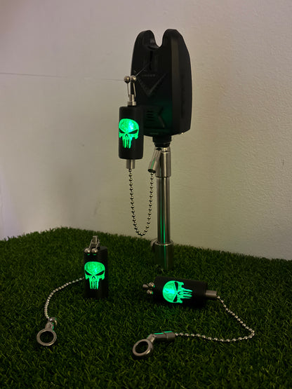 Glow In The Dark Custom Punisher Carp Fishing Bobbins Metal Clips Bite Indicators