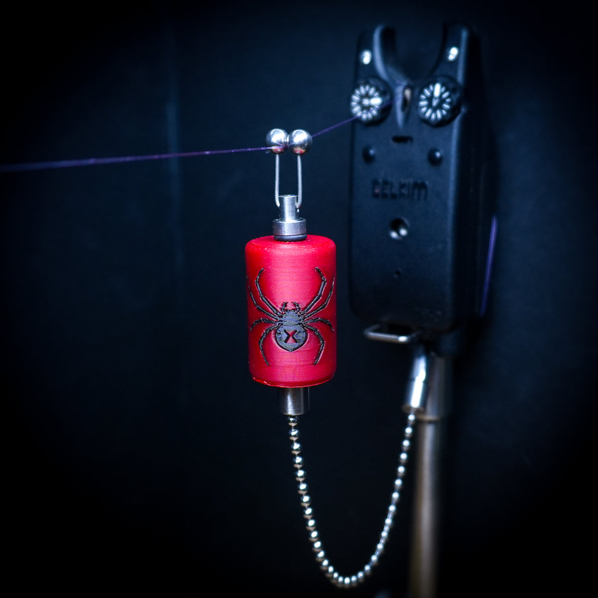 Custom Black Widow Spider Red Carp Fishing Bobbin