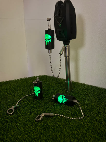 Glow In The Dark Custom Punisher Carp Fishing Bobbins Metal Clips Bite Indicators