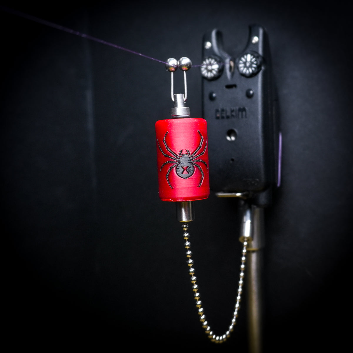 Custom Black Widow Spider Red Carp Fishing Bobbin