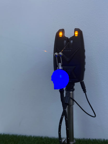 LED Powered Flashing Blue Skull Carp Fishing Bobbins